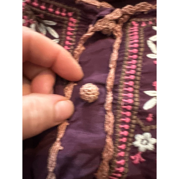 Odd Molly Purple Silk Blend Floral Embroidered Long Sleeve Blouse Size 1 Fits S - Picture 8 of 8